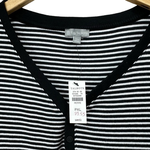 Talbots Stripe Sleeveless Henley Dress, PXL - Picture 6 of 12
